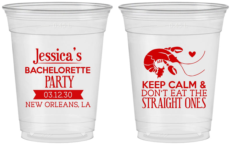 Custom Bachelorette 16 oz Soft Sided Clear Cups - Crawfish Boil | 60137