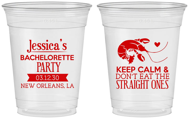 Custom Bachelorette 16 oz Soft Sided Clear Cups - Crawfish Boil | 60137