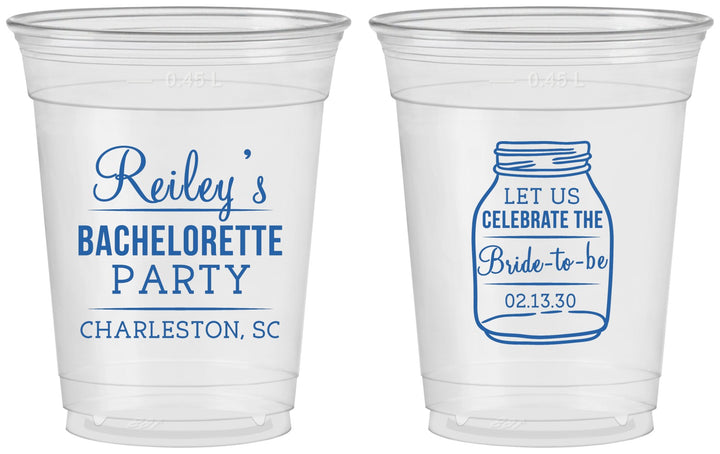 Custom Bachelorette 16 oz Soft Sided Clear Cups - Bride To Be | 60146