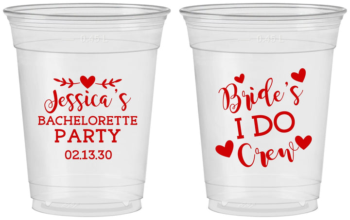 Custom Bachelorette 16 oz Soft Sided Clear Cups - Brides I Do Crew | 60159