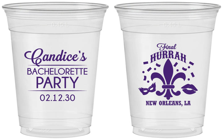Custom Bachelorette 16 oz Soft Sided Clear Cups - New Orleans | 60166