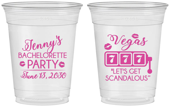 Custom Bachelorette 16 oz Soft Sided Clear Cups - Las Vegas | 60170