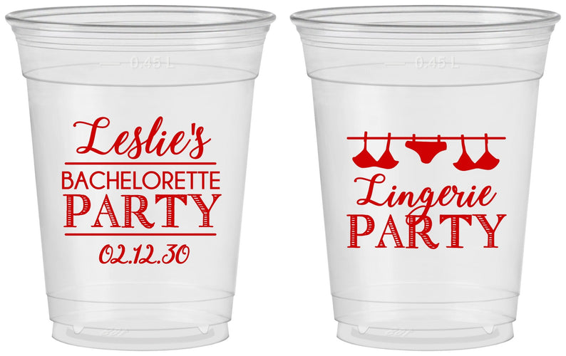 Custom Bachelorette 16 oz Soft Sided Clear Cups - Lingerie Party | 60171