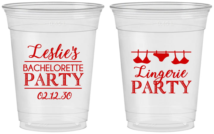 Custom Bachelorette 16 oz Soft Sided Clear Cups - Lingerie Party | 60171