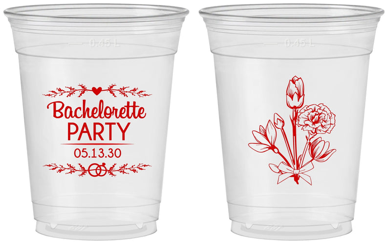 Custom Bachelorette 16 oz Soft Sided Clear Cups - Flowers | 60174