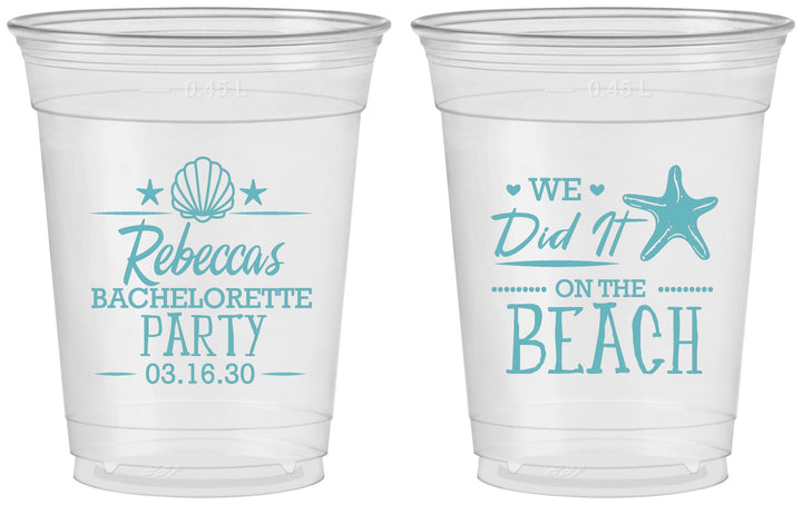 Custom Bachelorette 16 oz Soft Sided Clear Cups - Beach | 60183