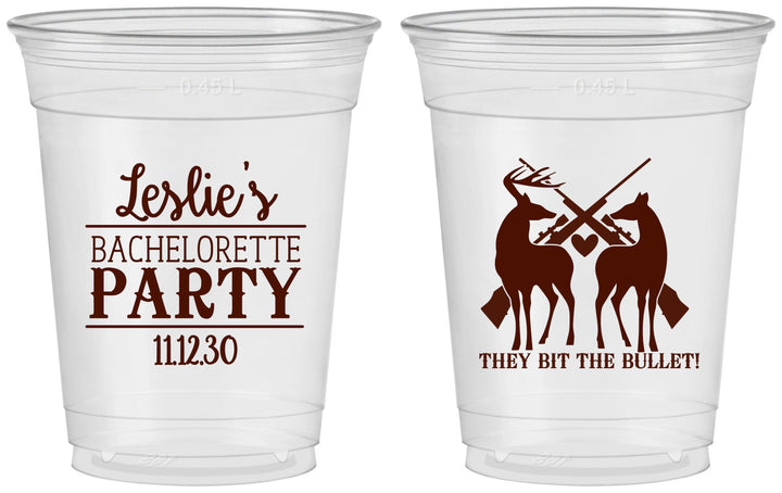 Custom Bachelorette 16 oz Soft Sided Clear Cups - Hunting | 60187