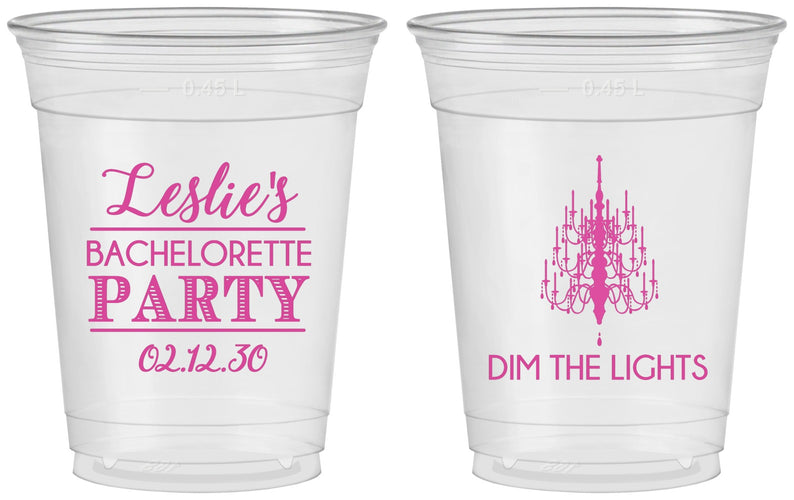 Custom Bachelorette 16 oz Soft Sided Clear Cups - Lights | 60188