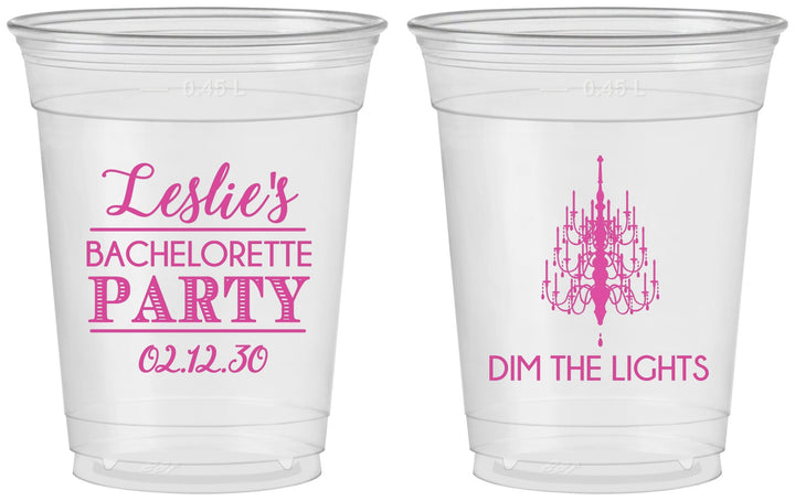 Custom Bachelorette 16 oz Soft Sided Clear Cups - Lights | 60188