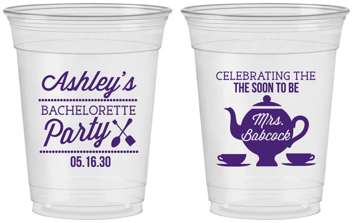 Custom Bachelorette 16 oz Soft Sided Clear Cups - Teapot | 60189