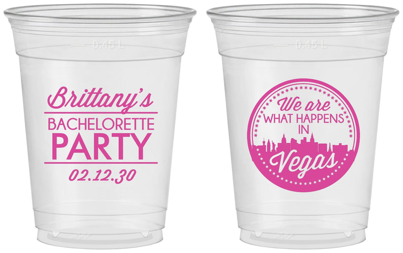 Custom Bachelorette 16 oz Soft Sided Clear Cups - Las Vegas | 60190