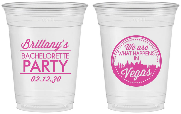 Custom Bachelorette 16 oz Soft Sided Clear Cups - Las Vegas | 60190