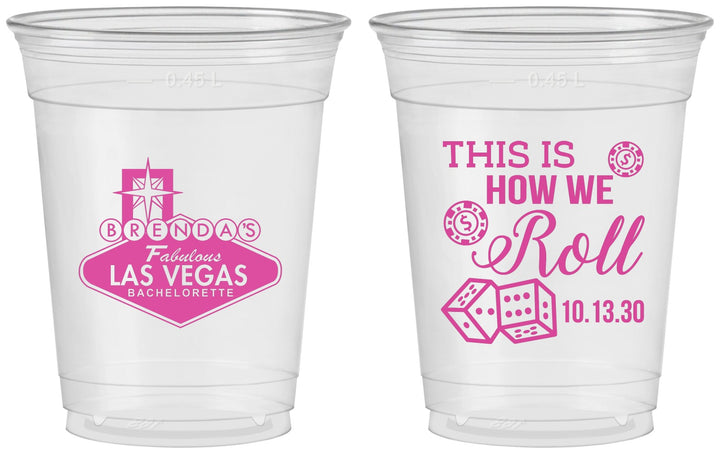Custom Bachelorette 16 oz Soft Sided Clear Cups - Las Vegas | 60191