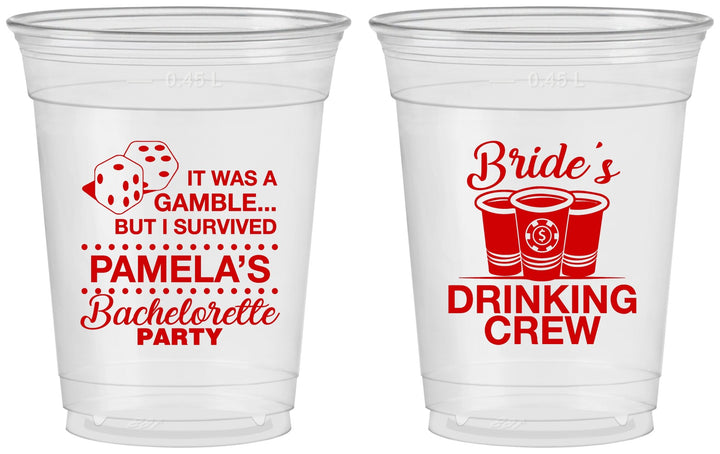 Custom Bachelorette 16 oz Soft Sided Clear Cups - Las Vegas | 60194