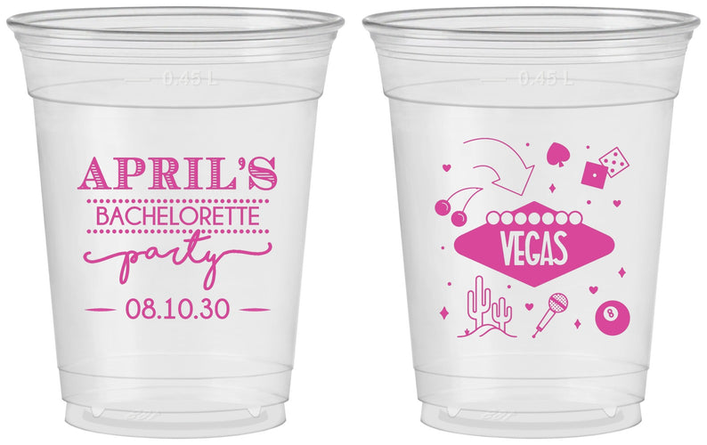 Custom Bachelorette 16 oz Soft Sided Clear Cups - Las Vegas | 60198
