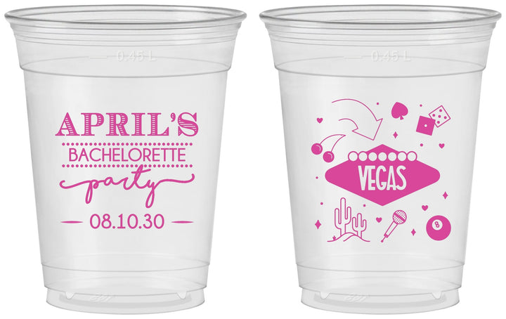 Custom Bachelorette 16 oz Soft Sided Clear Cups - Las Vegas | 60198