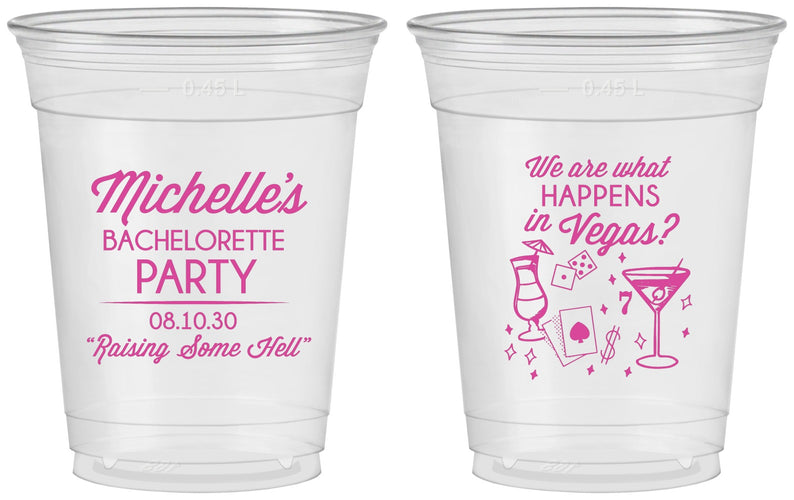 Custom Bachelorette 16 oz Soft Sided Clear Cups - Las Vegas | 60199