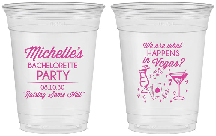 Custom Bachelorette 16 oz Soft Sided Clear Cups - Las Vegas | 60199