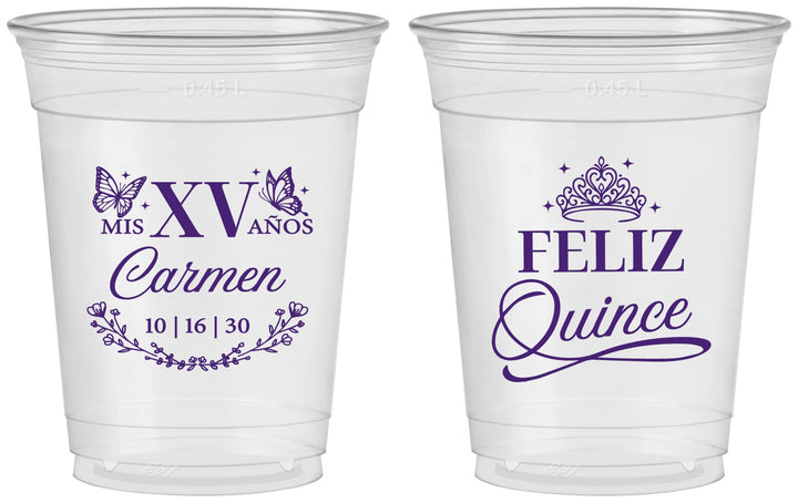 Custom Quinceanera 16 oz Soft Sided Clear Cups - Mis Quince Anos | 70000