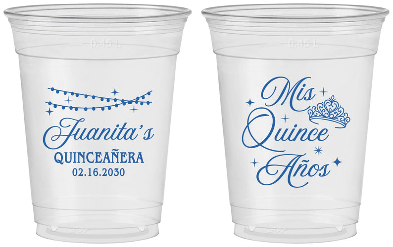 Custom Quinceanera 16 oz Soft Sided Clear Cups - Mis Quince Anos | 70001