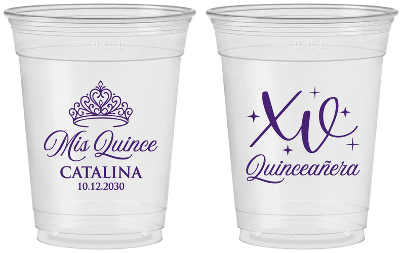 Custom Quinceanera 16 oz Soft Sided Clear Cups - Mis Quince Anos | 70002