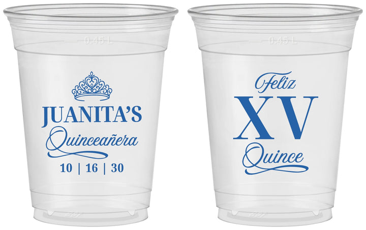 Custom Quinceanera 16 oz Soft Sided Clear Cups - Mis Quince Anos | 70003