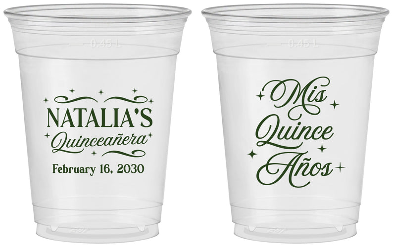 Custom Quinceanera 16 oz Soft Sided Clear Cups - Mis Quince Anos | 70006