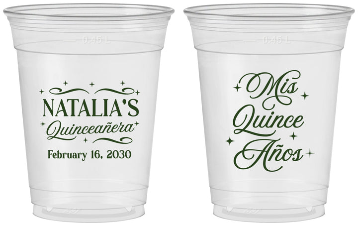 Custom Quinceanera 16 oz Soft Sided Clear Cups - Mis Quince Anos | 70006