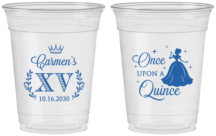 Custom Quinceanera 16 oz Soft Sided Clear Cups - Once Upon A Quince | 70011