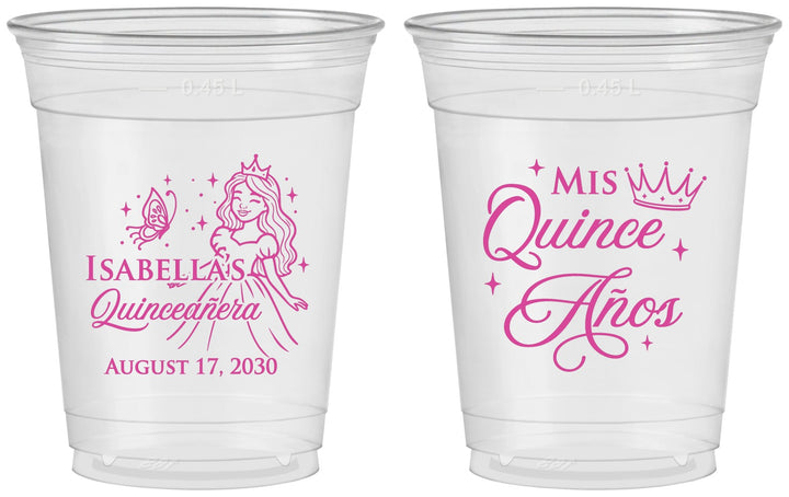 Custom Quinceanera 16 oz Soft Sided Clear Cups - Mis Quince Anos | 70012