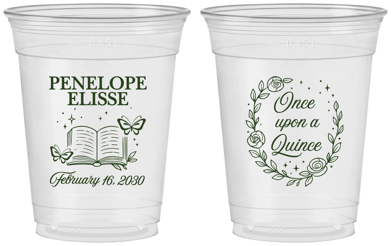 Custom Quinceanera 16 oz Soft Sided Clear Cups - Once Upon A Quince | 70014