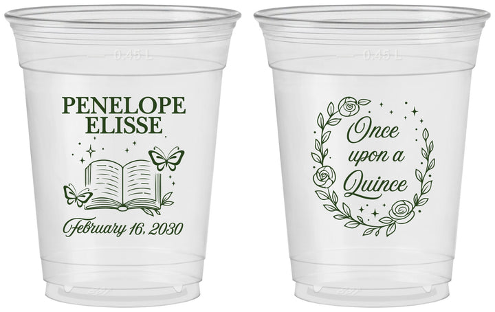Custom Quinceanera 16 oz Soft Sided Clear Cups - Once Upon A Quince | 70014