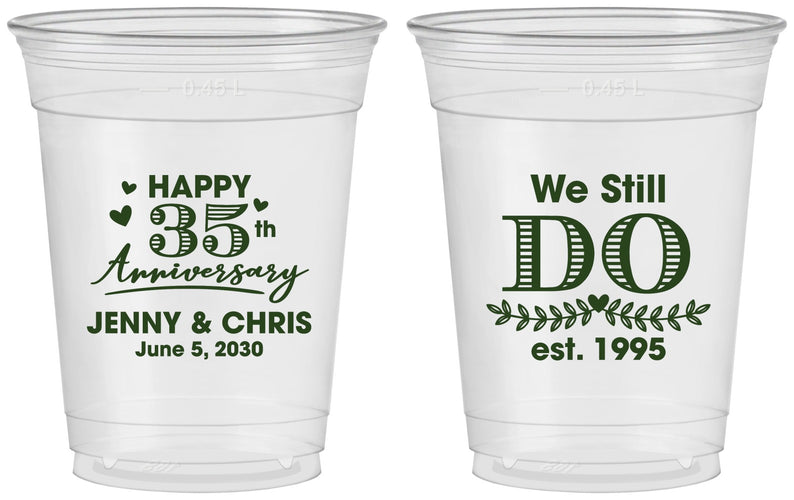 Custom Anniversary 16 oz Soft Sided Clear Cups - 35th Wedding | 80014