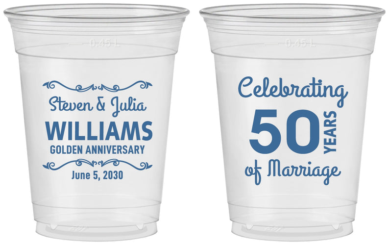 Custom Anniversary 16 oz Soft Sided Clear Cups - 50 Years Of Marriage | 80017