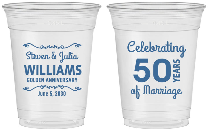 Custom Anniversary 16 oz Soft Sided Clear Cups - 50 Years Of Marriage | 80017