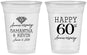 Custom Anniversary 16 oz Soft Sided Clear Cups - 60th Wedding | 80019