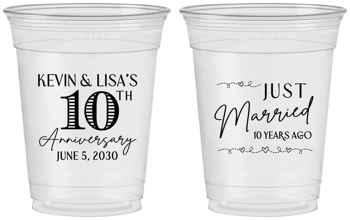 Custom Anniversary 16 oz Soft Sided Clear Cups - 10 Years Down | 80020