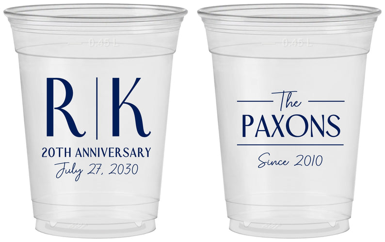 Custom Anniversary 16 oz Soft Sided Clear Cups - 20th Wedding | 80021