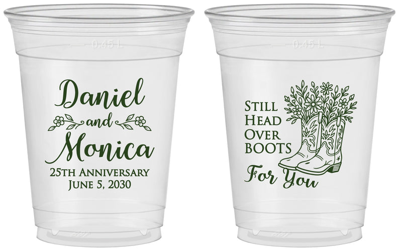 Custom Anniversary 16 oz Soft Sided Clear Cups - 25th Wedding | 80022
