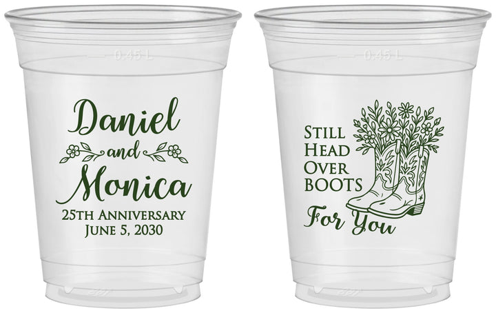 Custom Anniversary 16 oz Soft Sided Clear Cups - 25th Wedding | 80022