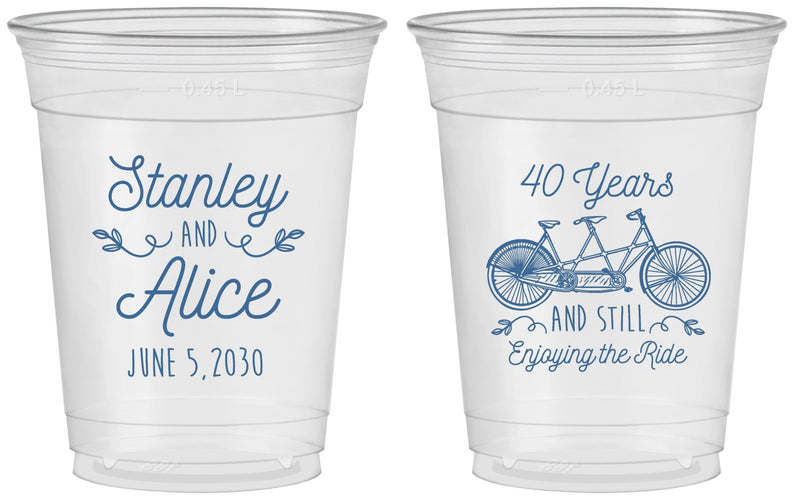 Custom Anniversary 16 oz Soft Sided Clear Cups - Cheers To 40 Years | 80025