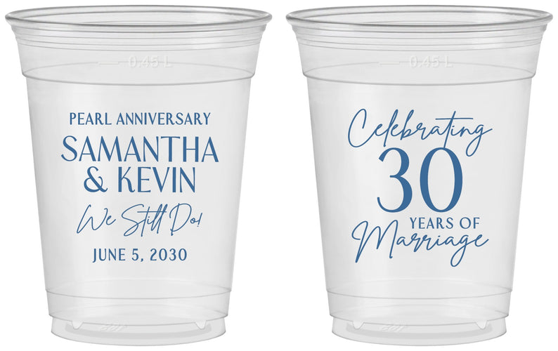 Custom Anniversary 16 oz Soft Sided Clear Cups - 30 Years Of Marriage | 80033