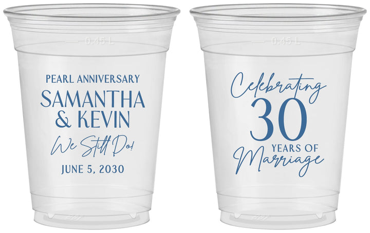 Custom Anniversary 16 oz Soft Sided Clear Cups - 30 Years Of Marriage | 80033