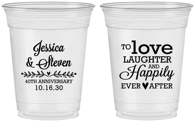 Custom Anniversary 16 oz Soft Sided Clear Cups - 40th Wedding | 80035
