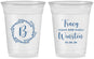 Custom Wedding 16 oz Soft Sided Clear Cups - Monogram | 804