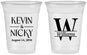 Custom Wedding 16 oz Soft Sided Clear Cups - Monogram | 806