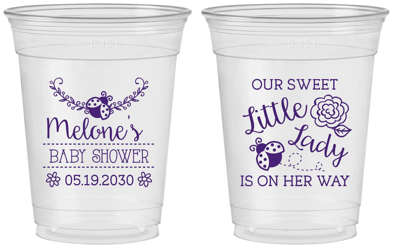 Custom Baby Shower 16 oz Soft Sided Clear Cups - Little Lady On The Way | 90021