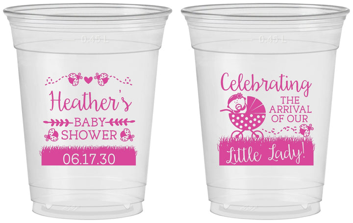 Custom Baby Shower 16 oz Soft Sided Clear Cups - Little Lady On The Way | 90023
