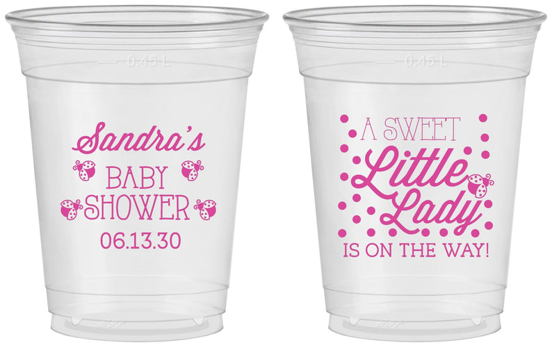Custom Baby Shower 16 oz Soft Sided Clear Cups - Sweet Little Lady | 90024