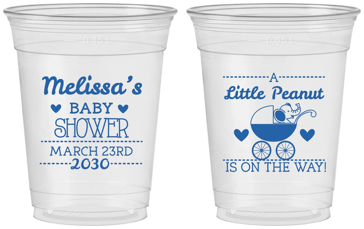 Custom Baby Shower 16 oz Soft Sided Clear Cups - Peanut On The Way | 90028